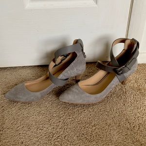 Grey Strappy Close Toed Heels
